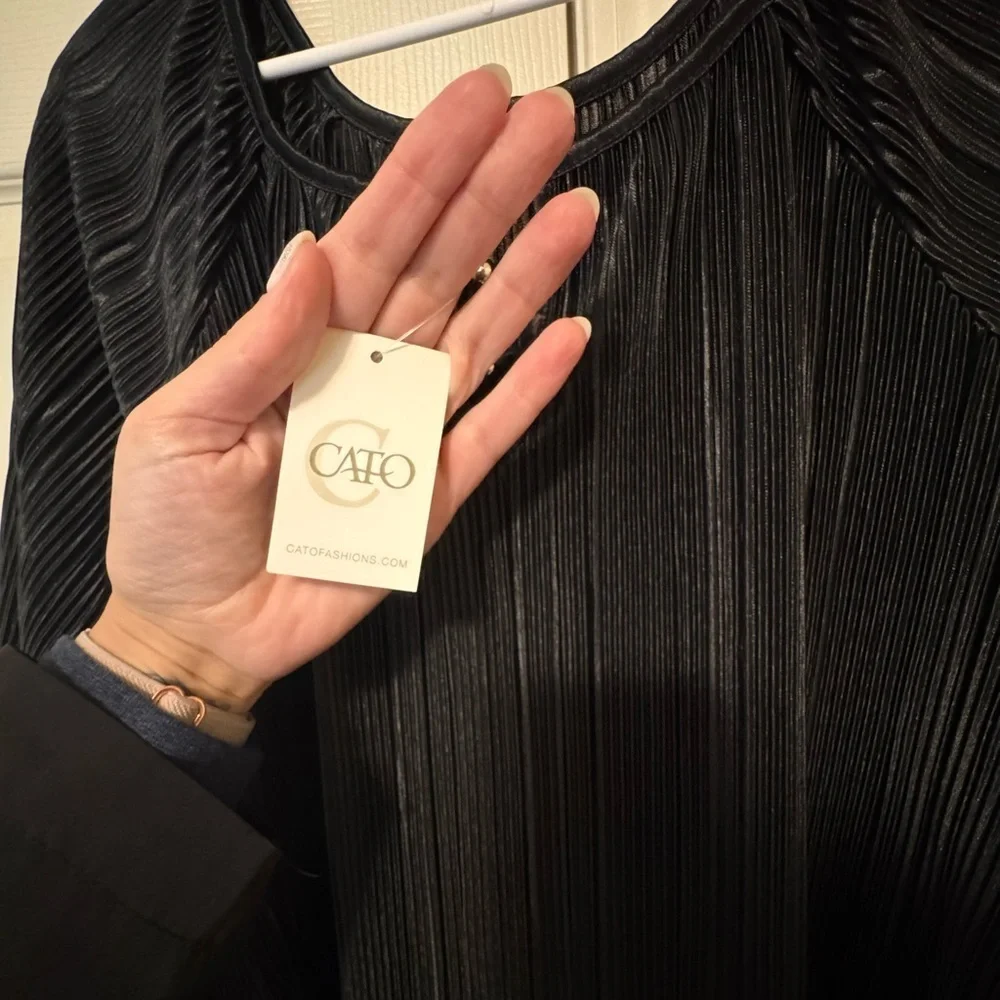 Cato Black Pleated Blouse - Picture 7 of 8